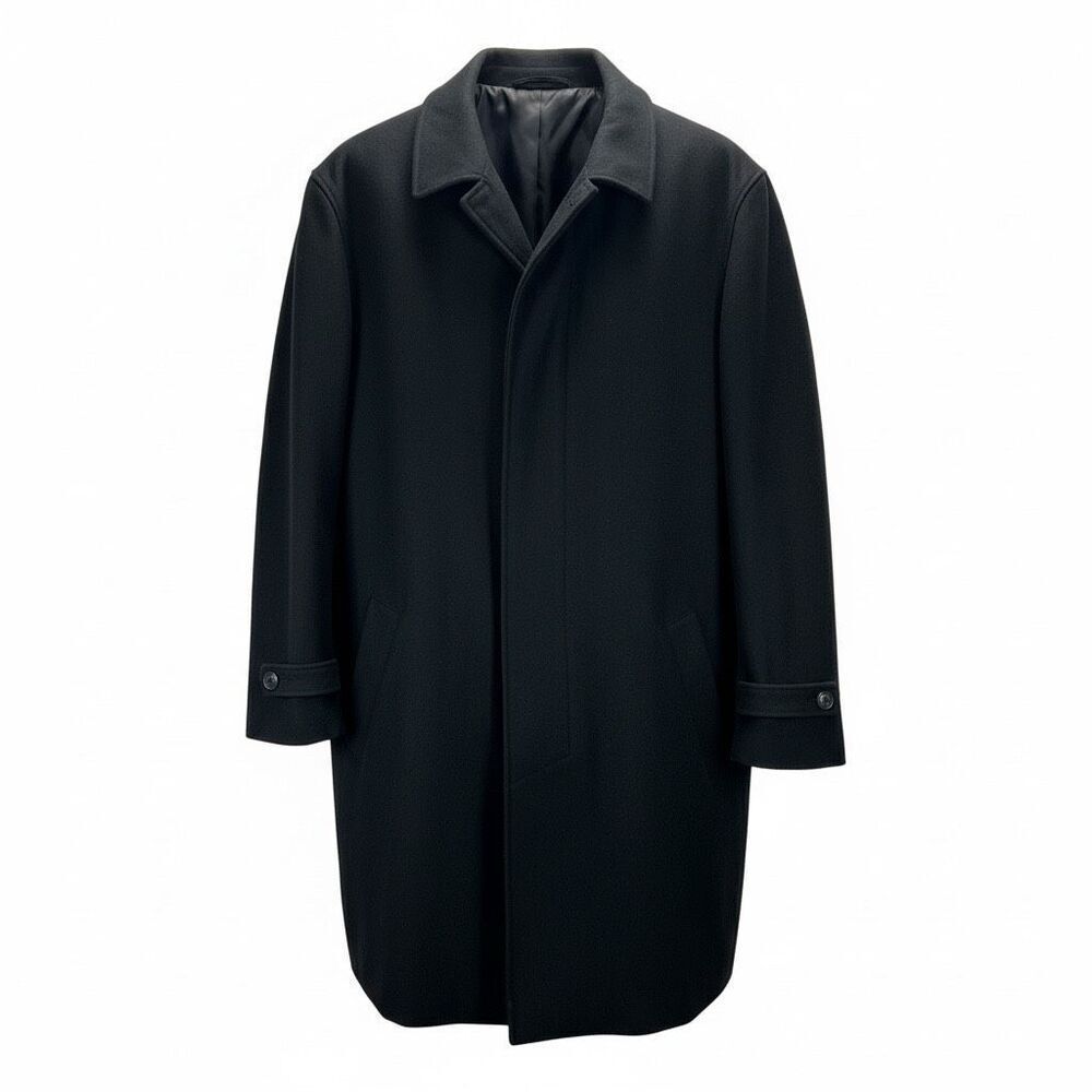 Lands’ End Black Wool Cashmere Blend Overcoat Men’s XL Classic Winter Coat